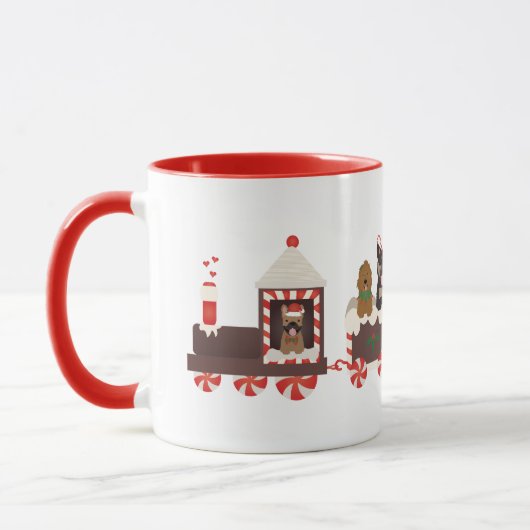 Hunde Weihnachtszug Tasse (Links)