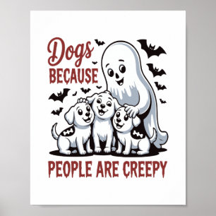 Hunde, weil die Leute ein gruseliges Halloween sin Poster