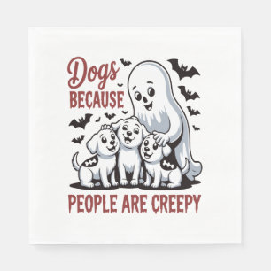 Hunde, weil die Leute ein gruseliges Halloween sin Serviette