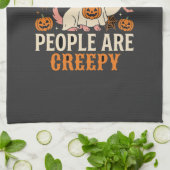 Hunde, weil Menschen gruselig Halloween-Geist Geschirrtuch (Gefaltet)
