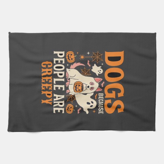 Hunde, weil Menschen gruselig Halloween-Geist Geschirrtuch (Horizontal)
