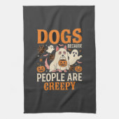 Hunde, weil Menschen gruselig Halloween-Geist Geschirrtuch (Vertikal)