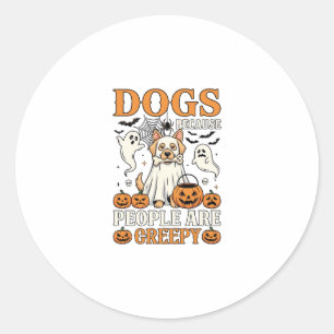 Hunde Weil Menschen Gruselig Halloween-Geisterhund Runder Aufkleber