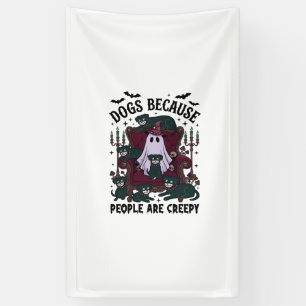 Hunde, weil Menschen unheimliche Halloween-Geister Banner