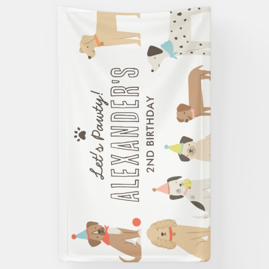 Hunde Welpe Geburtstagsparty Banner (Vertikal)