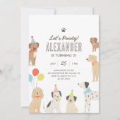 Hunde Welpe lass uns Pawty Birthday Einladung (Vorderseite)