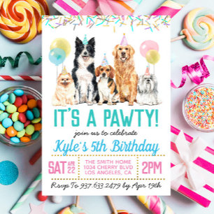 Hunde Welpe Paw-ty Geburtstag Einladung