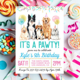 Hunde Welpe Paw-ty Geburtstag Einladung