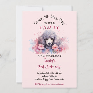 Hunde Welpe Poodle Hund Geburtstag Pawty Einladung