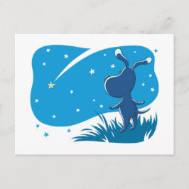 Hunde Welpe Shooting Star Night Blue Starry Sky Postkarte