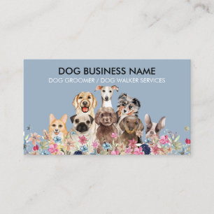 Hunde Welpen Blumen Boho Rustikal Aquarell Skizze Visitenkarte