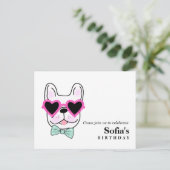 Hunde Welpen Geburtstag Postkarte Einladung (Stehend Vorderseite)