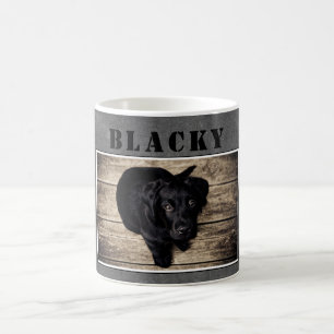Hunde-Welpen-Haustier-Foto und Name auf Schieferta Kaffeetasse