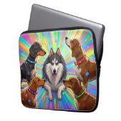 Hunde Welpen mit Regenbogenuntergrund Laptopschutzhülle (Vorderseite Links)