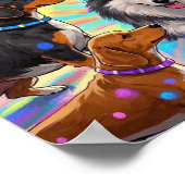 Hunde Welpen mit Regenbogenuntergrund Poster (Ecke)