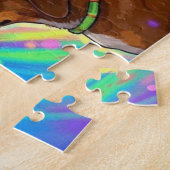 Hunde Welpen mit Regenbogenuntergrund Puzzle (Seite)