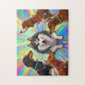 Hunde Welpen mit Regenbogenuntergrund Puzzle (Vertikal)