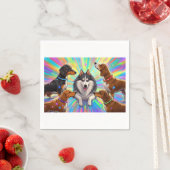 Hunde Welpen mit Regenbogenuntergrund Serviette (Beispiel)