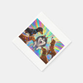 Hunde Welpen mit Regenbogenuntergrund Serviette (Ecke)