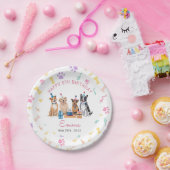 Hunde-Welpen-Rosa-Schleife-Mädchen-Geburtstag-Papi Pappteller (Party)
