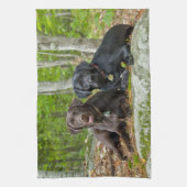 Hunde Welpen Schwarzes Labor Schokolade Labrador R Handtuch (Vertikal)