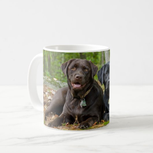 Hunde Welpen Schwarzes Labor Schokolade Labrador R Kaffeetasse (Vorderseite Links)