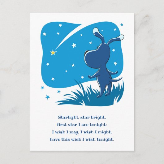 Hunde Welpen Shooting Star machen Wish Night Blue Postkarte (Vorderseite)