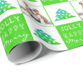 Hunde Welpen Typografie Weihnachtsbaum Foto Geschenkpapier (Rolleneckpunkt)