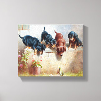 Hunde Welpen Vintage alte Hunde Leinwanddruck