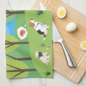 Hunde Wildes Party in der Natur Geschirrtuch (Viertel Falte)