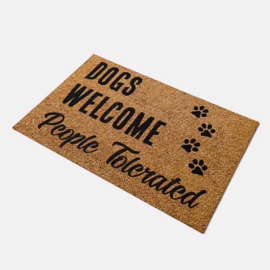 Hunde Willkommen Funny Pet Hund Lover Paw Prints Fußmatte (Schrägansicht)