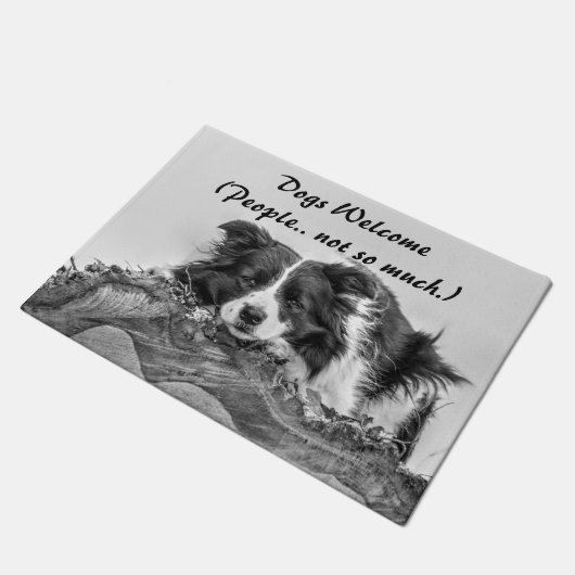 Hunde willkommen Funny Quote Border Collie Fußmatte (Schrägansicht)