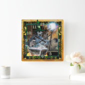 HUNDE-WIZARD DES KASTGELÄNDES QUADRATISCHE WANDUHR (Zuhause)