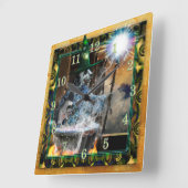 HUNDE-WIZARD DES KASTGELÄNDES QUADRATISCHE WANDUHR (Winkel)