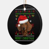 Hunde Xmas Dackel Tragen Weihnachtsmannmütze Ugly Keramik Ornament (Links)