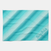 Hunde Zahn Aqua aquamarin blaugrüne Muster individ Geschirrtuch (Horizontal)