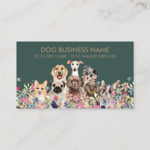 Hunde zeichnen Blumen Design Visitenkarte