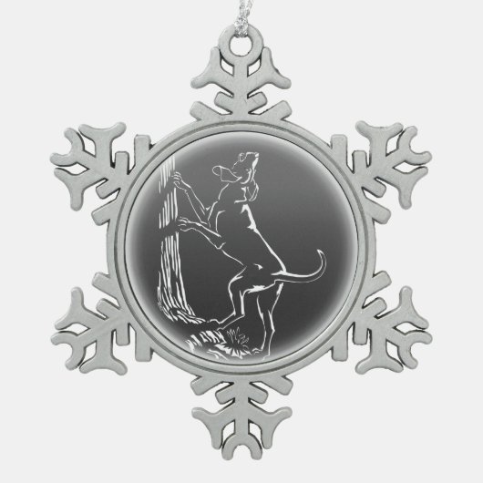 Hunde Zierbäume Jagd Hunde Kunst dekoration Schneeflocken Zinn-Ornament (Vorderseite)