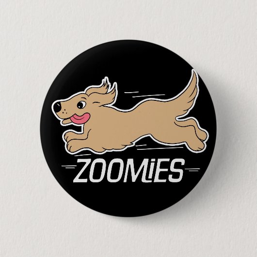 Hunde Zoomies Funny Black Button (Vorderseite)