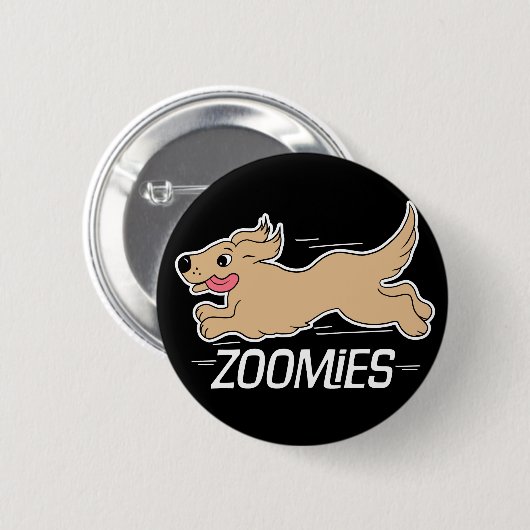 Hunde Zoomies Funny Black Button (Vorne & Hinten)