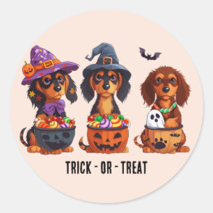 Hunde zu Halloween-Dackeln Runder Aufkleber