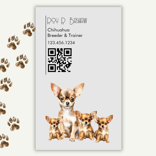 Hunde Züchter Trainer Chihuahua Tiere QR Code Magnetische Visitenkarte