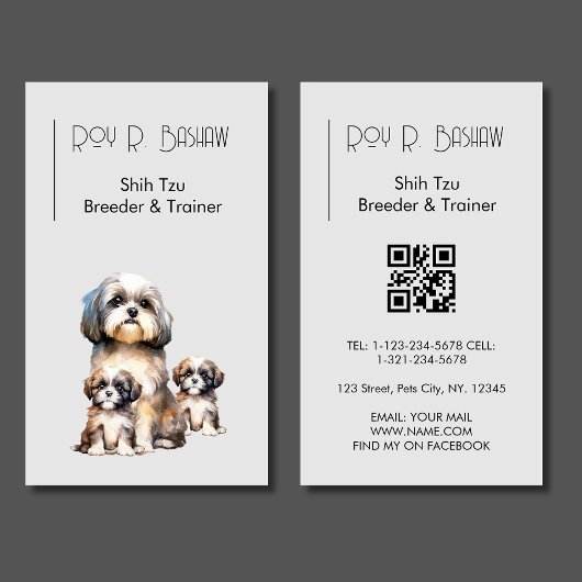 Hunde Züchter Trainer Shih Tzu Pet QR Code Canine Visitenkarte