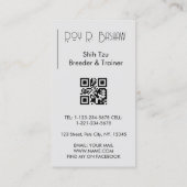 Hunde Züchter Trainer Shih Tzu Pet QR Code Canine Visitenkarte (Rückseite)