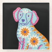 Hunde Zucker Schädeltag der toten schwarzen Unters Glasuntersetzer (Vorderseite)