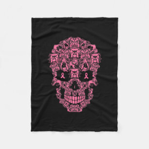 Hunde Zucker Skull rosa Ribbon Brustkrebs Fleecedecke