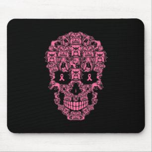 Hunde Zucker Skull rosa Ribbon Brustkrebs Mousepad