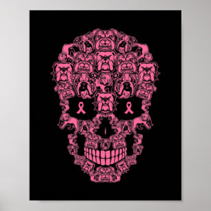 Hunde Zucker Skull rosa Ribbon Brustkrebs Poster