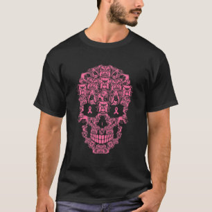 Hunde Zucker Skull rosa Ribbon Brustkrebs T-Shirt