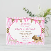 Hunde zum Geburtstag Einladungen für Mädchen (Stehend Vorderseite)